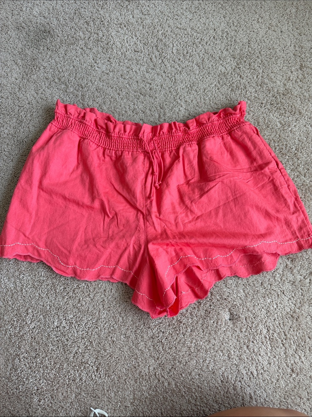 Anthropologie Ruffle Adjustable Waist Scalloped Short